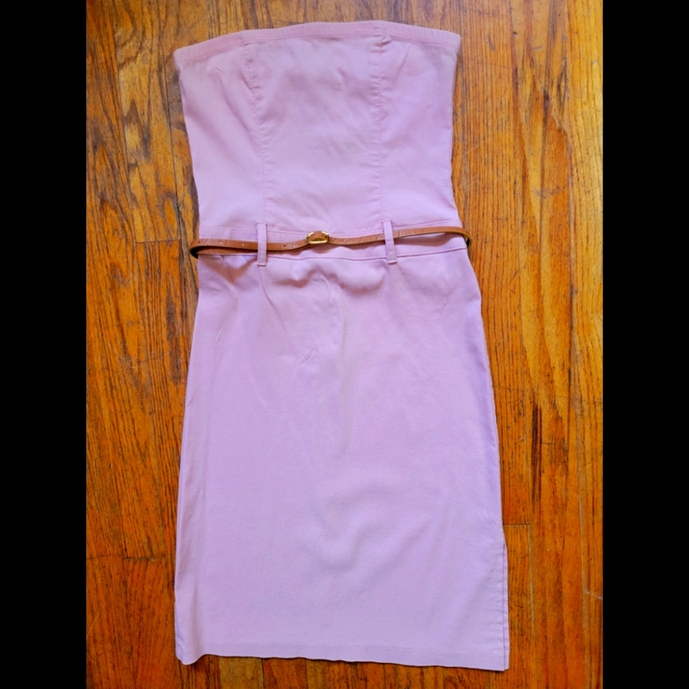 Strapless Blush Bodycon Dress With Side Slit